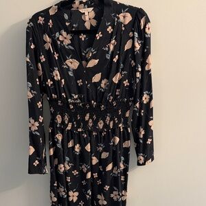 Rebecca Taylor Black Floral Long Sleeve Dress size 8
